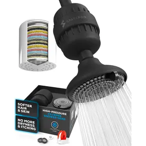 Sparkpod 23-Stage Filtered Shower Head with 3 Spray Settings - High Pressure Shower Head with Filters for Dry Hair and Skin - Showerhead with Filter Reduces Chlorine & Heavy Metals (Black Matte) Spark Pod LLC
