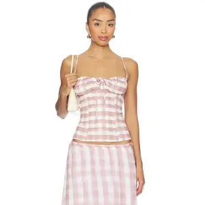 SNDYS Lelessa Corset Top in Pink Gingham
