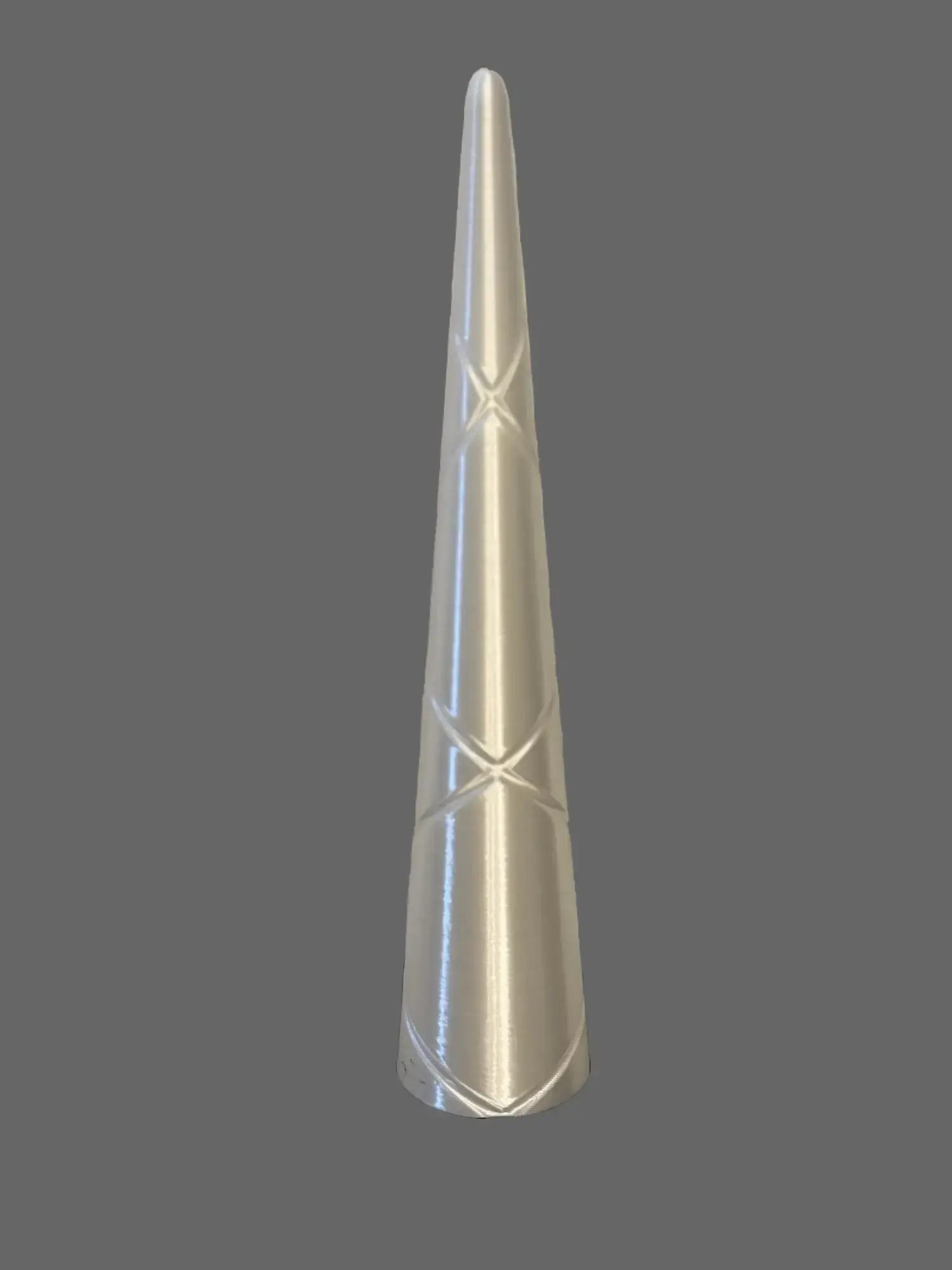 3D Printed PLA 6 Inches Tall Silk White Ring Cone Solid Inside Durable Design for Unique Decor