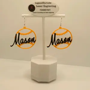 Baseball earrings with player name and number / Baseball mom / Favorite player
