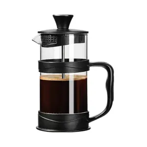 Mini French Press Coffee Maker, Heat Resistant Thickened Borosilicate Classic Glass Stainless Steel Coffee Press, 12OZ Heat Cold Brew Coffee Pot Tea Press for Kitchen Travel Camping