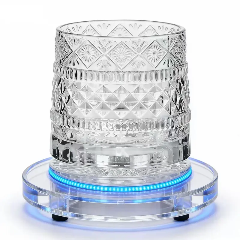 Two Picks Luxury 360°Spinning Crystal Glass-Star-CutAStress Relief Whiskey & Wine Glass, ElegantEuropean Barware Gift