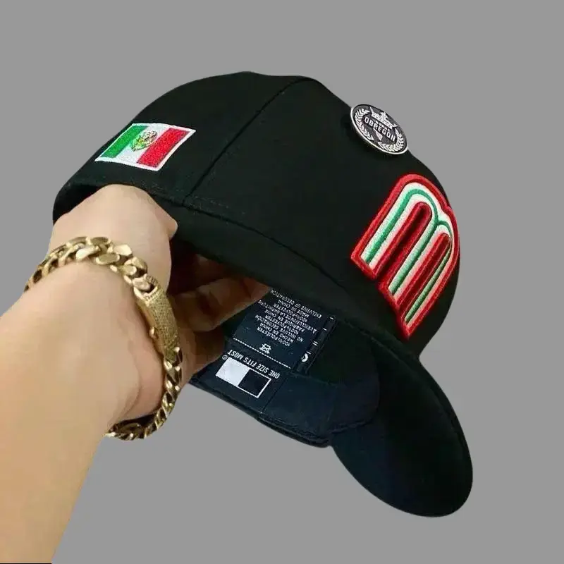 Urban Streetwear Mexico Baseball Hat | Adjustable Black Snapback Cap with Letter M Detail