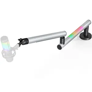 ARES WING Aluminum Mic Arm with RGB Light, Adjustable Microphone Boom Arm with up to 4.4 lbs Load Capacity, 3/8” to 5/8” Screw Adapter, Desk Mount Mic Stand for Gaming Streaming Podcasting