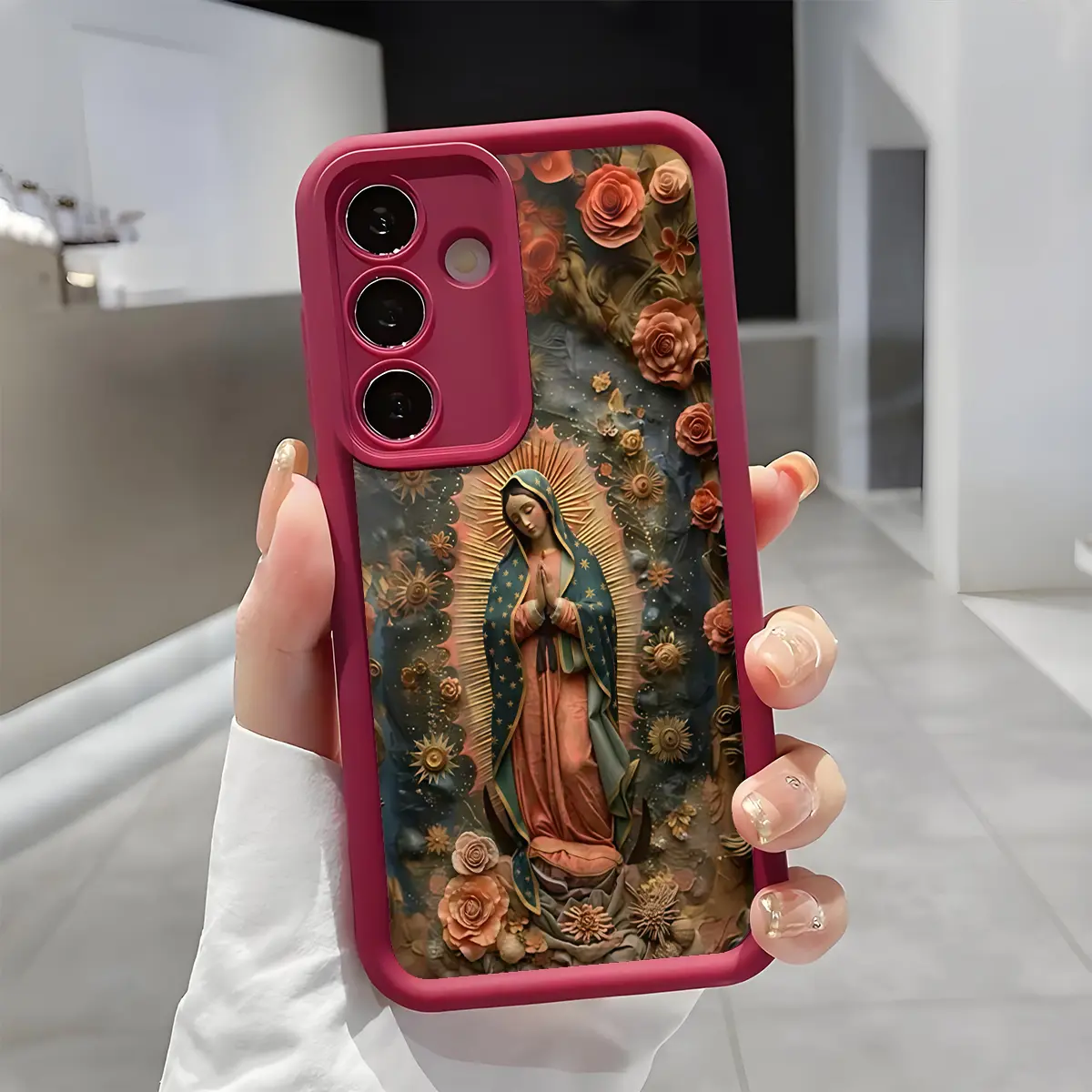 Our Lady of Guadalupe Phone Case for Samsung Galaxy S21 S22 S23 S24 S25 Ultra Plus FE A13 A14 A15 A16 A17 A33 A34 A35 A36 A52 A53 A54 Note20 Enhanced Camera Protection Shockproof Skin-Friendly Soft Cover Virgen de Guadalupe