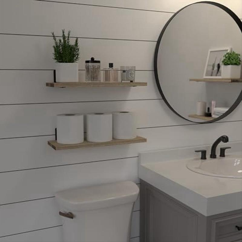 Floating Shelves,Wooden Shelves for Wall Decor, Mounted Bathroom Shelf Storage Light Brown for Christmas New Year Home Use