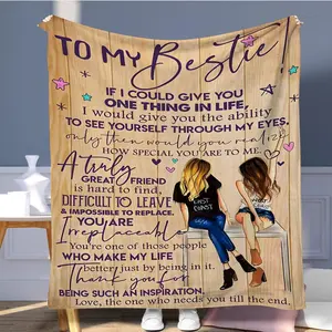 Best Friend Themed Blanket, 1 Count Letter Pattern Soft Throw Blanket, Air-conditioned Room Blanket, Warm Nap Blanket for Home Office Travel Camping, Slogan Print Blanket