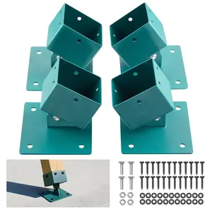 summervibes VEVOR Swing Set Brackets, 4 Pack Heavy Duty Swing Set Leveling Hardware, Fits 4x 4 in Post (Actual 3.6x 3.6 in), 45-60 Angle Range, Stainless Steel Anchor Level Kit on Uneven Grass Wooden Ground