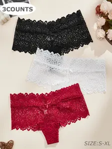 Women's Underwear Set, Fashion Breathable Underwear, Sexy Half-Transparent Lace Patchwork Design, Bowknot Decoration, Soft Comfortable Skin-Friendly Breathable
