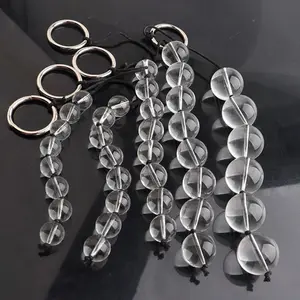 Clear Crystal Beads Hanging Decor, Seven Bead Strand Ornament with Metal Ring, Minimalist Home Office Desk Decoration, Aesthetic Crystal Ornament, Modern Feng Style Decor, Window Car Hanging Gift for Home Living Space