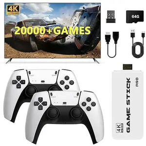 Black And White   Nostalgia Gaming Stick Pro - 4K Retro Console with 20,000+ Games, 19 Emulators & Portable HDMI Design video game retro game stick