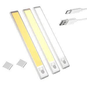 High Capacity Battery USB Rechargeable LED Light Bar Aluminium Motion Sensor Magnetic Strip For Stairs Closet Cabinet Night Lamp Ultra-thin USB LED Cabinet Light Hand Sweep / PIR Motion Sensor LED Rechargeable Aluminum kitchen Lamp Portable Night Lighting