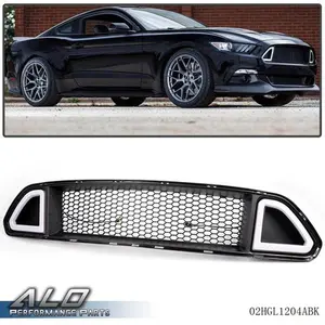 Front Bumper Grill Mesh Grille W/ DRL LED Light Fit For 2015-2017 Ford Mustang