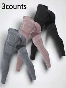 Women's Solid Ruched High Waist Sports Tummy Control Leggings, Seamless Breathable Yoga Pants, Workout Clothes for Women, Gym Leggings, Ladies Sports Bottoms for Fitness Running, Cute Gym Clothes, Leggings Legs