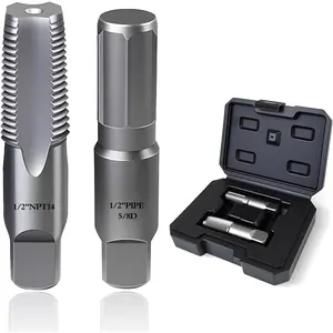 1/2" NPT Pipe Tap & Extractor Combo Set 2-in-1- Heavy Duty Carbon Steel for Clean Threads & Broken Pipe Removal w/Case, Plumbers Mechanics DIY