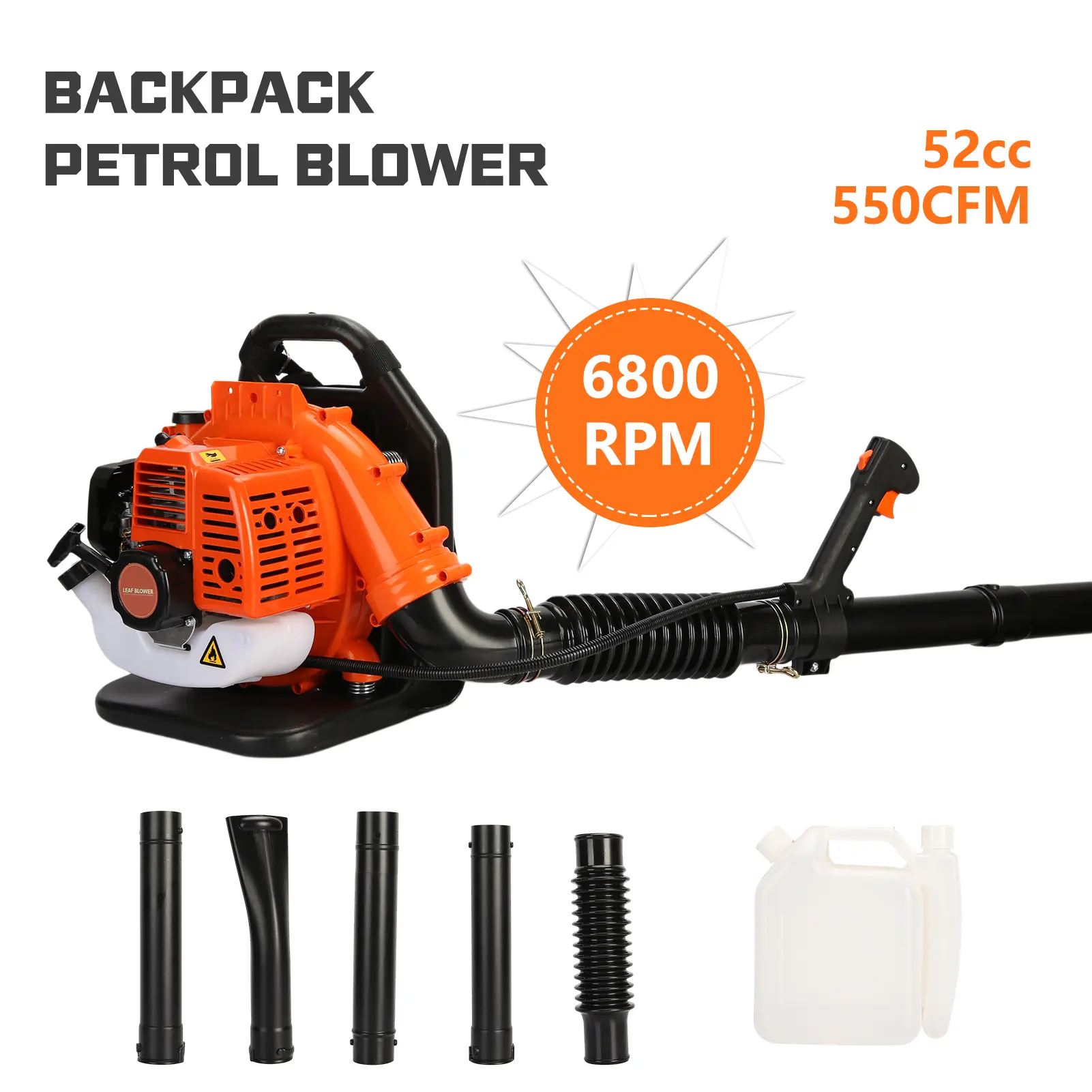 summervibes 52cc Set Leaf Blower High Power 2 Stroke Strong Wind Force ABS Backpack Snow Blower for Garden