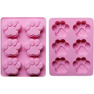 Set of Two Dog Paw Print Silicone Mold for Homemade Dog Treats for Baking Chocolate Candy, Oven Microwave Freezer Safe (Paw Print)