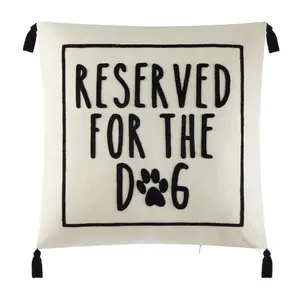 Mainstays Black and White Reserved For Dog Square Decorative Pillow For Adults, 18 in x 18 in