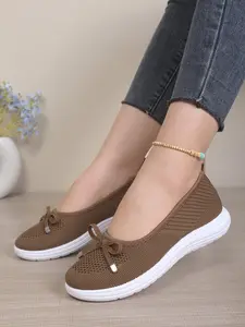 Summer Breathable Mom Shoes, Low Top Flyknit Flat Sandals for Women, Butterfly Knot Lightweight Anti-Slip Soft Sole, Casual All-Season Footwear