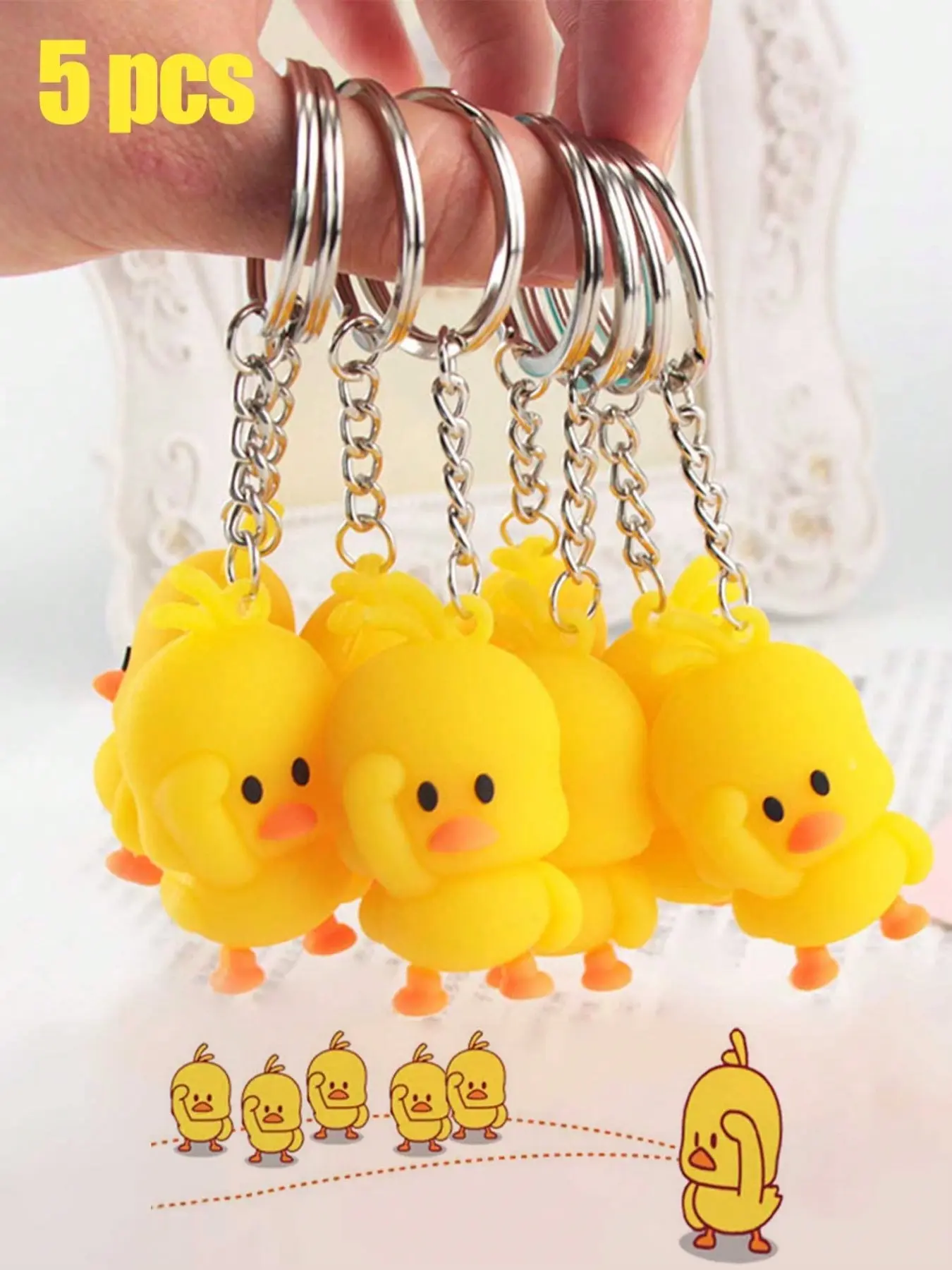 Dancing Duck Keychain Set, Mini Version, Cute Decoration, Phone Chain, Bag Accessory, Gift for Girls and Women, Kids Love It