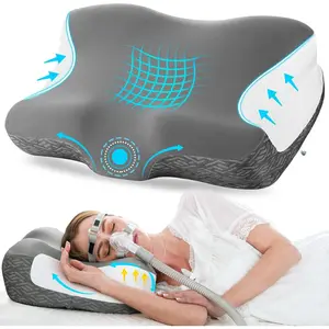 Pillow for  , CPAP Pillow for Side,  &  Sleepers,   Pillow for CPAP Users to Reduce Air Leaks and Mask , Dark Grey