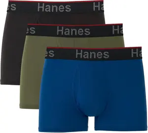Hanes Total Support Pouch Men's Boxer Brief Underwear Anti-Chafing Moisture-Wicking Odor Control 3-Pack Breathable Mesh Panels Comfort Flex Waistband