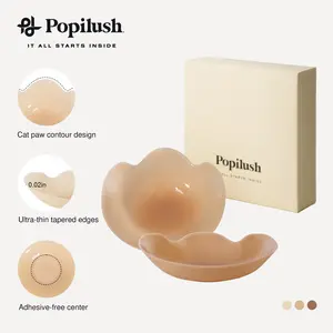 Popilush Silicone Nipple Covers for Women, Reusable Adhesive Pasties, Invisible Seamless Stickers, Backless Strapless Outfit Essential Bra Alternative