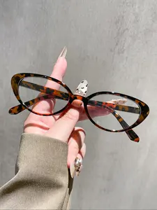Unisex Cat Eye Glasses, Lightweight Leopard Print Frame, Anti-Blue Light Lenses, Fashion Eyewear Accessories, All Season Wear