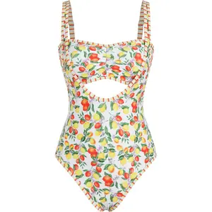 Color Block Ruched Bandeau Bikini Set for Women - V Neck Tummy Control 2 Piece Bathing Suit Romper