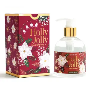 ROMIIE ZOI Christmas Liquid Hand Soap with Gift Box - Holly Jolly, Infused with Citrus & Pine Aroma - 260ml/ 9 fl.oz Cleansing Gentle Jojoba Nail