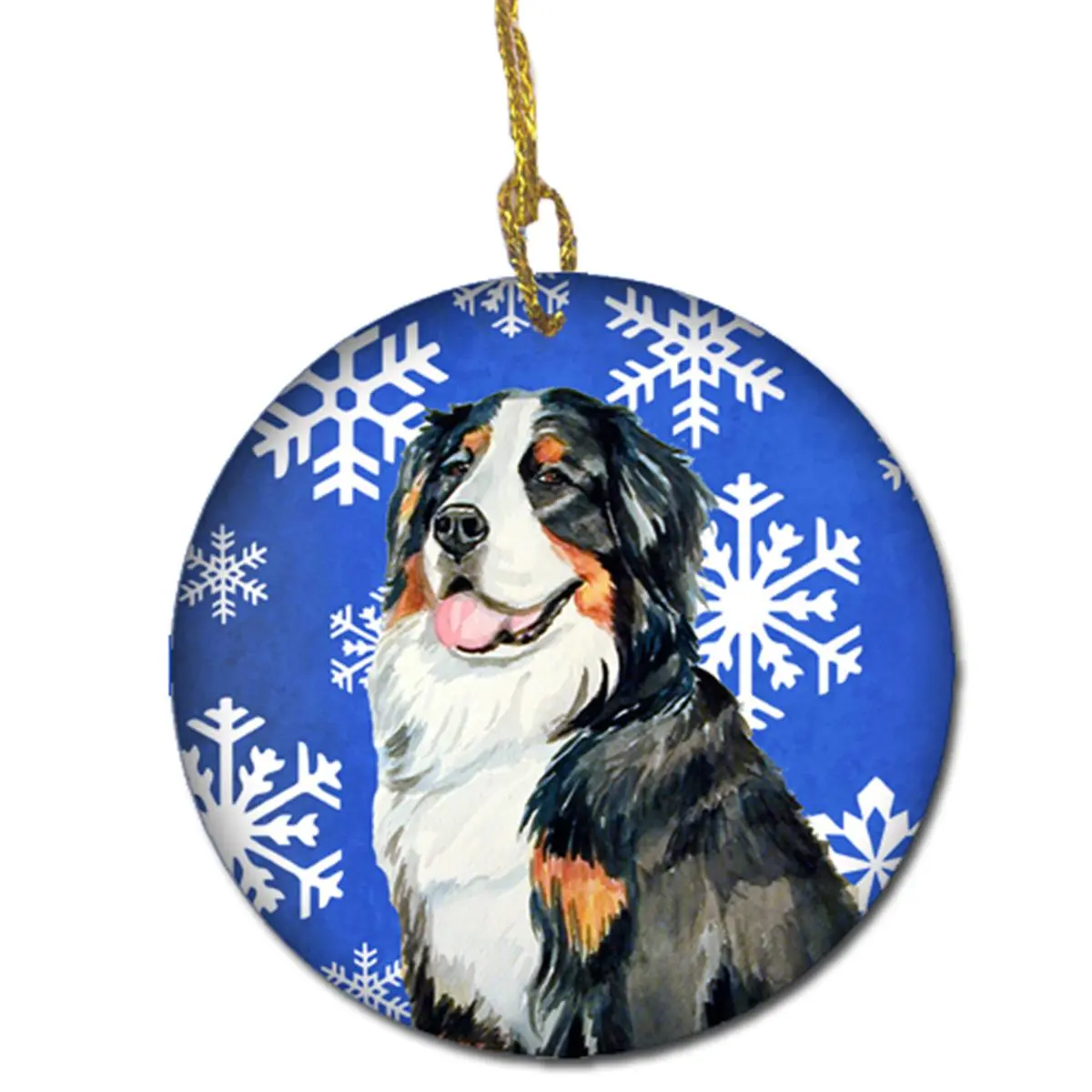 Bernese Mountain Dog Winter Snowflake Holiday Ceramic Ornament