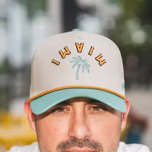 Welcome To Miami Hat - One Size Fits Most, 65% Polyester 35% Cotton, Adjustable Snapback, High-Quality Embroidery, Matching Color Sweatband