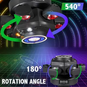6-Arm LED Stage Light with RGB Color Wash, Laser Patterns, Strobe & Moving Head Effects – Perfect for DJs, Clubs, Parties, KTV, Birthday Celebrations, Weddings, Live Shows, Halloween, and Home Dance Floors – Multi-Color Dynamic Lighting, 360° Rotation,