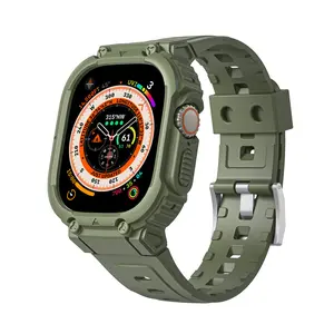 Rugged Sport Bands with Bumper Case for Apple Watch Ultra 49mm Accessories Cover Durable Metal