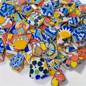 200g/7.05 oz Bohemian-style mosaic tiles, approximately 28 pieces, featuring irregular shapes in a modern art style. DIY craft and decoration kit, geometric pattern pieces