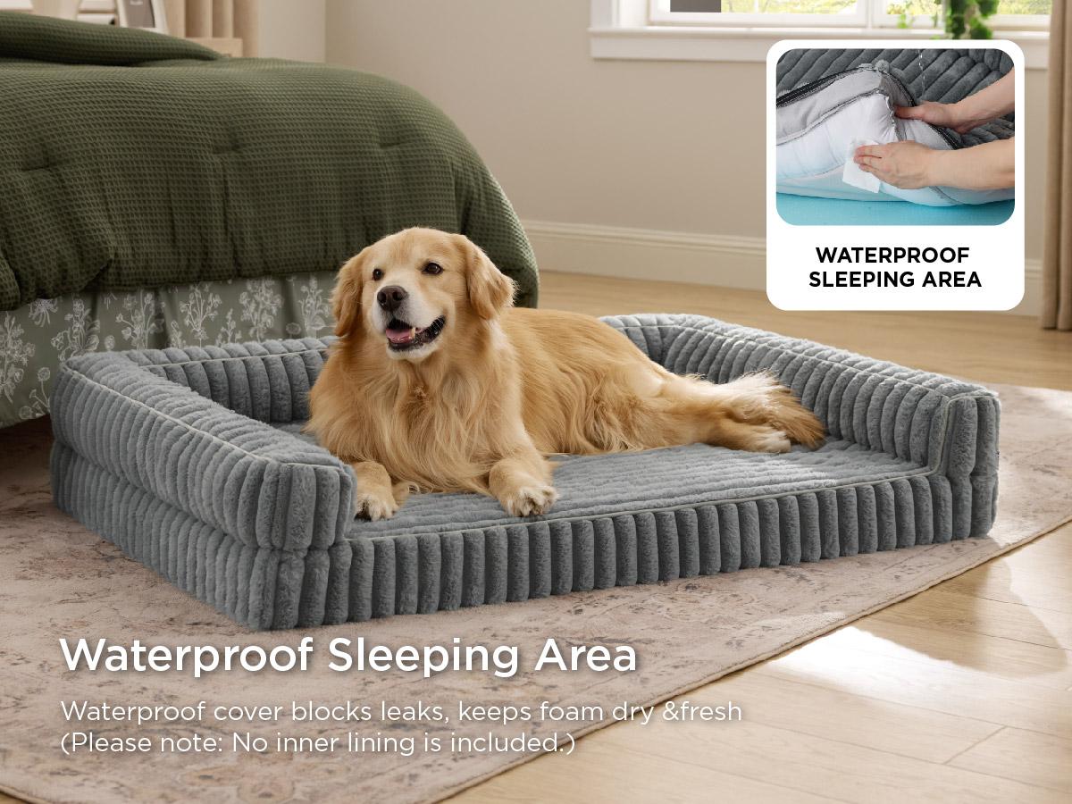 Bedsure ComfyFleece Orthopedic Dog Beds for Extra Large Dogs, Waterproof Memory Foam Pet Bed with Sides, Non-Slip and Egg-Crate Foam Big Dog Couch Sofa with Washable Removable Corduroy Cover