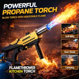 Powerful Propane Torch with Adjustable Flame Control, Multi-Purpose Blow Torch Burner for Grill, BBQ, Searing Steak, Camping, Charcoal Lighting and Welding Applications