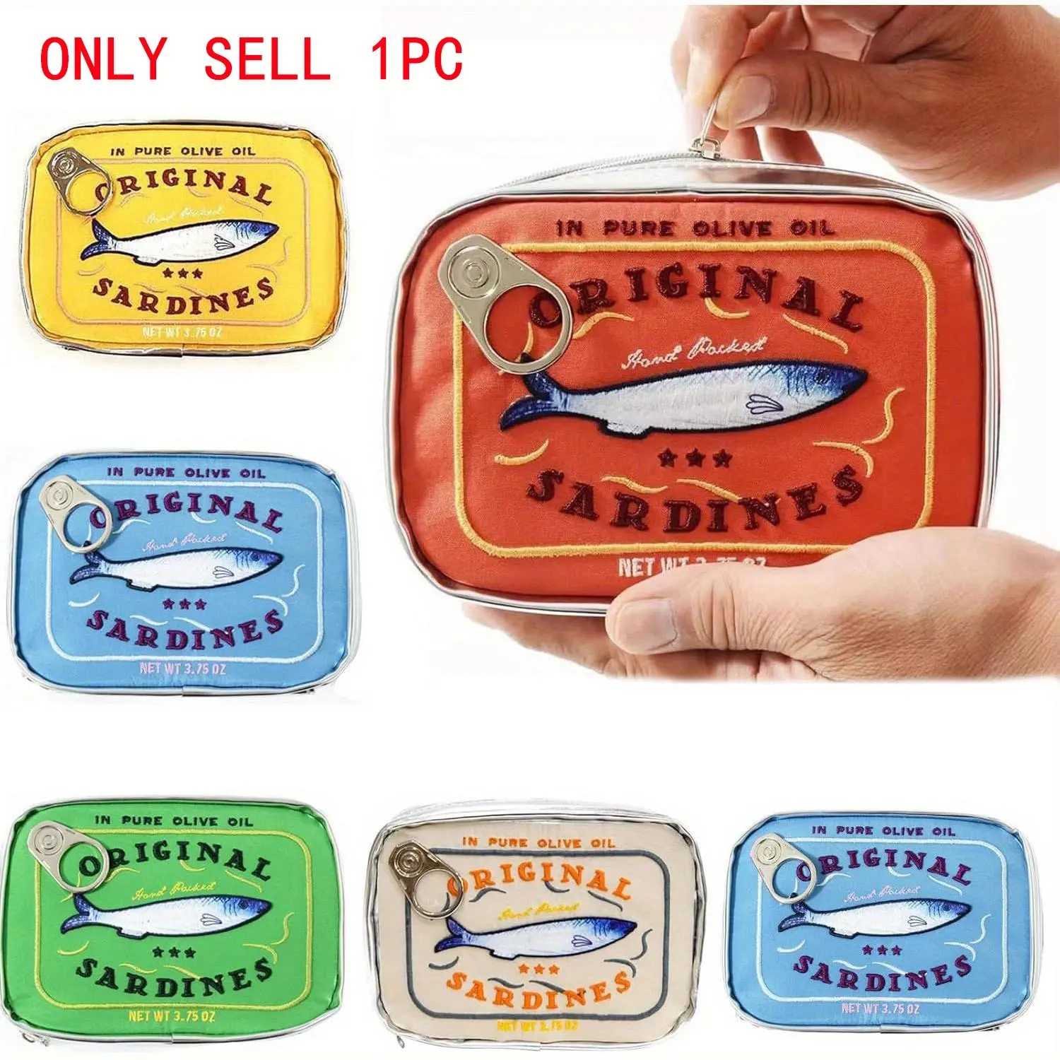 Large Capacity Cute Sardine Can Shaped Storage Bag Makeup Organizer, Creative Convenient Fish Can Cosmetic Pouch, Travel Cosmetic Bags, Travel Essential, Vanity Purse, Cosmetics Bag, Beauty Storage Pouch