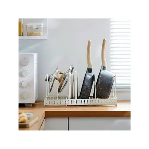 Shelves For Countertops/Cabinets/Under Sinks Etc., Retractable Kitchenware, Pot Storage Shelves, Chopping Board Pot Lid Shelf Racks, Dish Storage Racks Etc. 7 Lines Wide