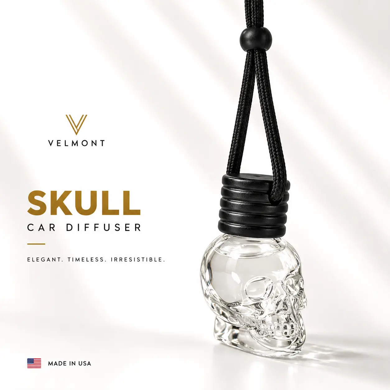 VELMONT Skull Car Air Freshener – Premium Essential Oil-Infused Hanging Car Diffuser, Long-Lasting Luxury Fragrance & Odor Eliminator for Car Interior Accessories