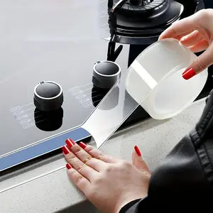 Clear Caulk Strip, Self Adhesive Caulk Tape, Caulking Sealing Tape, Kitchen Countertop Sink Bathtub Bathroom Shower Toilet Tape, Transparent Adhesive Tape