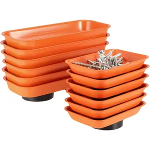 12 Packs  Tray, Stainless Steel   Tray, Orange  Tool Tray for Collecting Wrenches, Screws, , Nuts, Small , 3.6 x 2.4/5.9 x 2.5 Inches