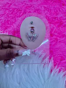 Pink Butterfly Belly Ring