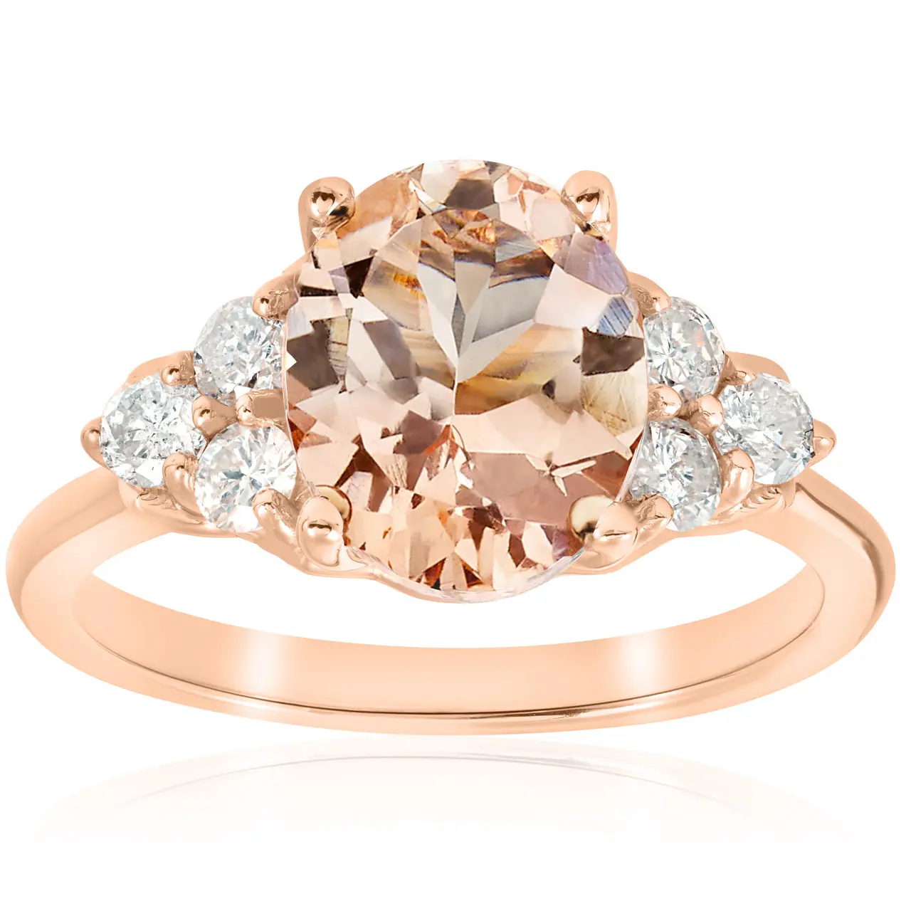 2 1/3 cttw Oval Morganite & Diamond Engagement Ring 14k Rose Gold