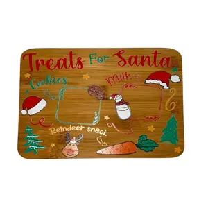 Santa Tray Board, Personalized Santa Christmas Tray Plates Family Serving Plates Bamboo Wood Wooden