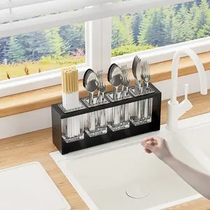 Kitchen Sink Chopsticks Spoon Knife Fork Utensil Storage Holder, Large Capacity Drain Design, Simple Practical Organizer