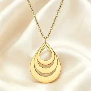 Fashionable and luxurious gold-plated necklace, three-layer ring-shaped water drop design, waterproof and non-fading, daily wear, the first choice for gifts