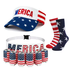 'Merica Patriotic 3 in 1 Accessory Set,  4th of July Independence Day BBQ Cookout Party Camping Men Outfit Kit, USA 2026 Independence Day Patriotic Costume Gift