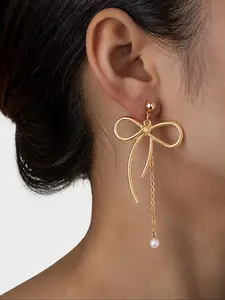 Elegant Bowknot Design Dangle Earrings, Fashion Jewelry for Party, Daily Clothing Decor, Trendy All-match & Exquisite Jewelry for Birthday Gift, Fashion Accessories