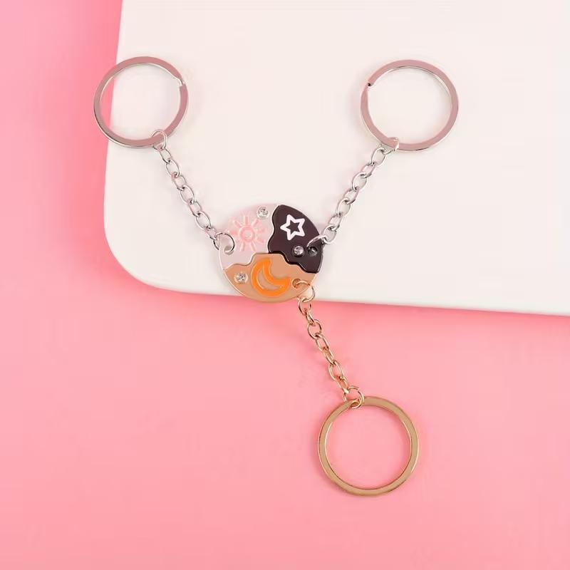 Sun Moon Star Magnetic Keychain Set for 3 – Trio Best Friend Matching Friendship Keychains Gift for Besties Family Sisters Best Friends